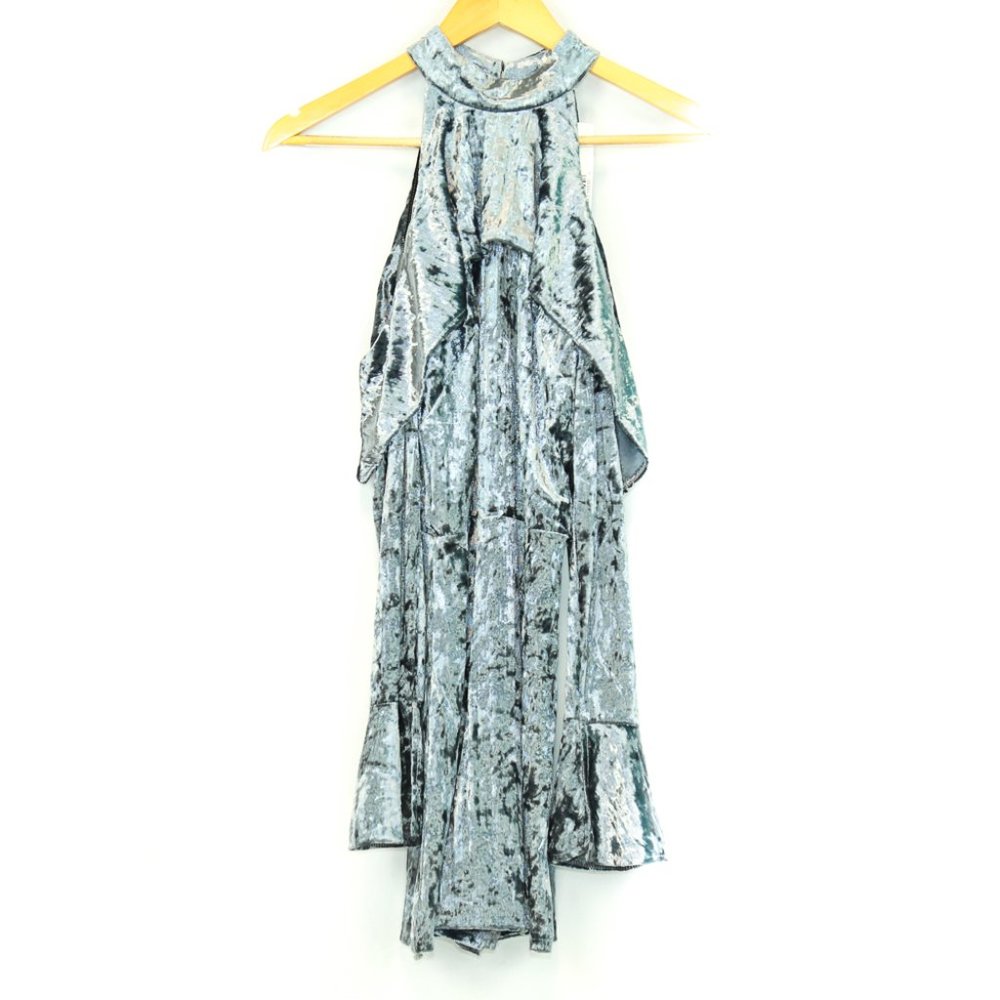 OML Grey High Neck Velvet Romper
